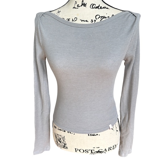 BDG Urban Outfitters Willow Thermal Grey Boatneck Top Size XS - Picture 4 of 11